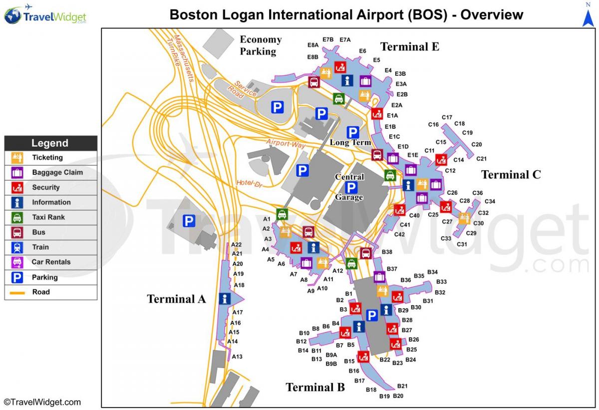 Бостон Логан газрын зураг