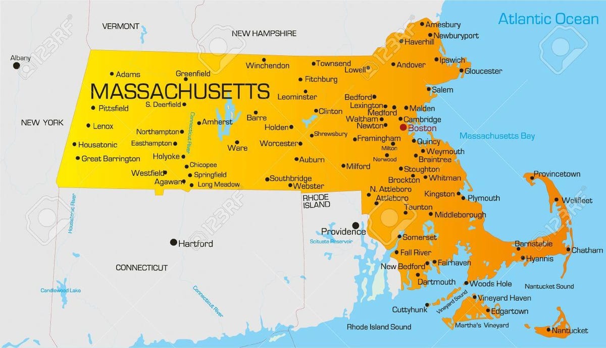 Massachuset газрын зураг