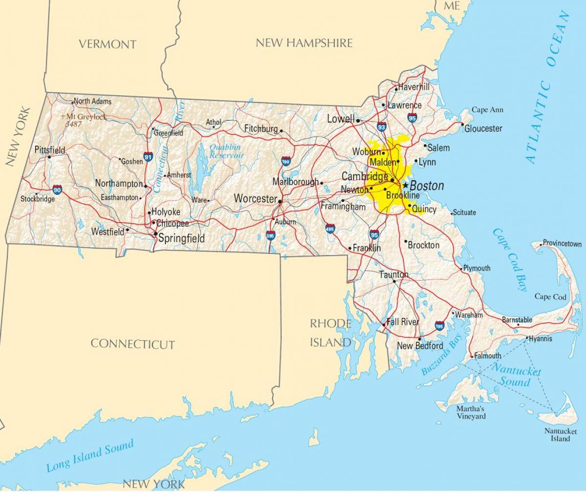 Бостон газрын зураг дээр