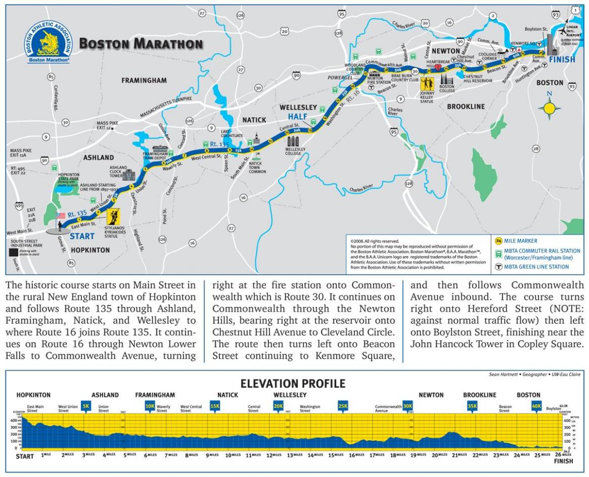 Бостон марафон өндөрлөг газрын зураг