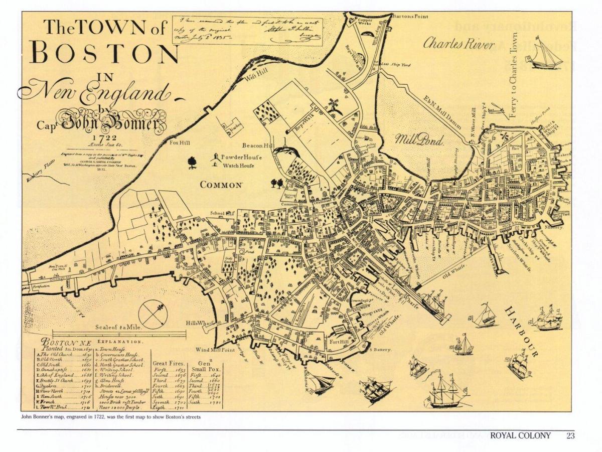 хуучин газрын зураг Бостон
